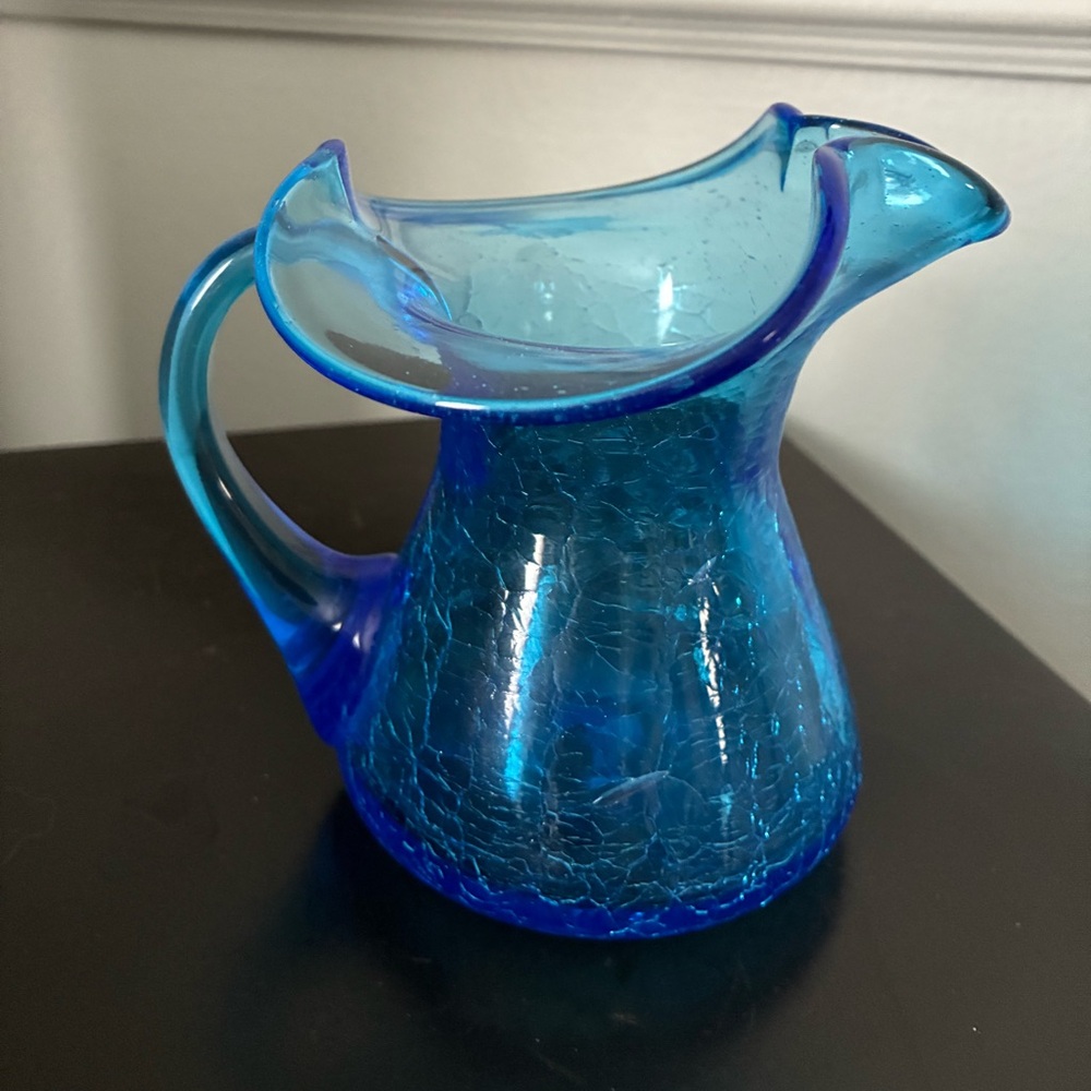 Elegant Blue Glass Pitcher